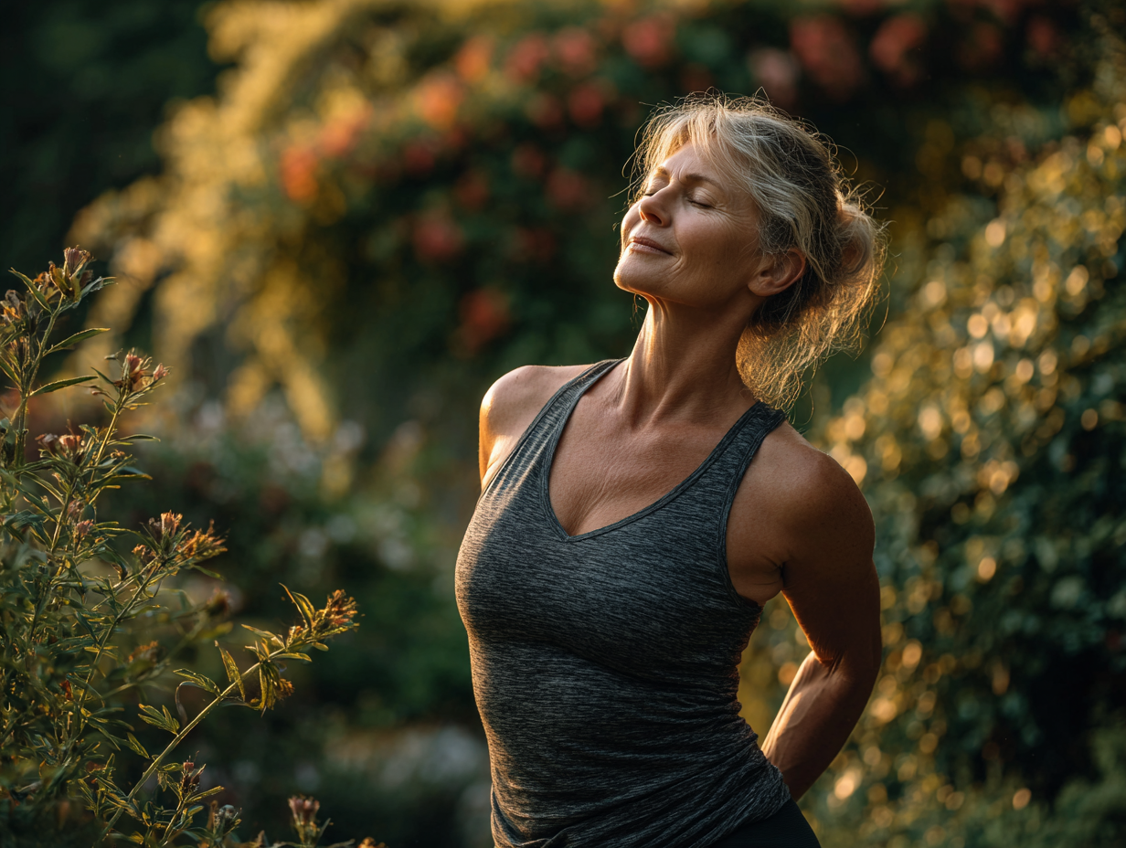 Щаслива пара людей старшого віку займається йогою разом